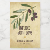 Rustikales Hochzeitsöl mit Liebe-Foliage Weinetikett (Einzelnes Label)