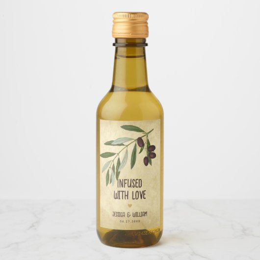 Rustikales Hochzeitsöl mit Liebe-Foliage Weinetikett (Vorderseite)