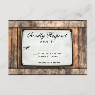 Rustikales Hochzeitspanorchester für Holz RSVP Karte