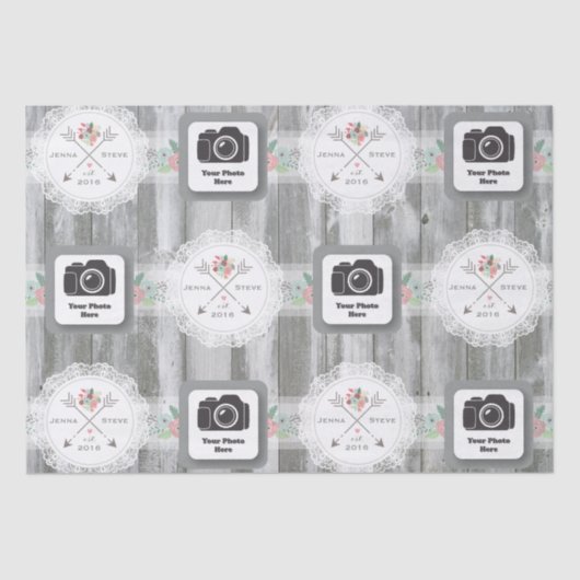 Rustikales Hochzeitspapier Seidenpapier (Vorderseite)