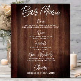 Rustikales Hochzeitspass-Menü Personalisierte Bar Poster