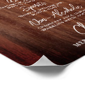 Rustikales Hochzeitspass-Menü Personalisierte Bar Poster (Ecke)