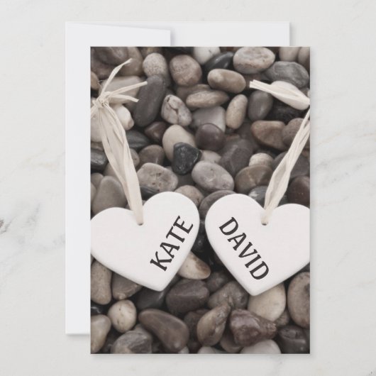 Rustikales Hochzeitspazierengehen am Ufer des Meer Einladung (Vorderseite)