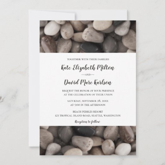 Rustikales Hochzeitspazierengehen am Ufer des Meer Einladung (Rückseite)