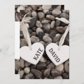 Rustikales Hochzeitspazierengehen am Ufer des Meer Einladung (Vorne/Hinten)