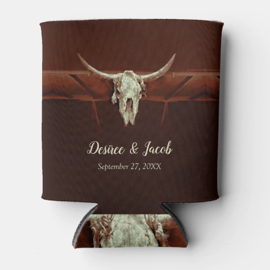 Rustikales Hochzeitspazierenland Western Bull Skul Dosenkühler (Vorderseite)