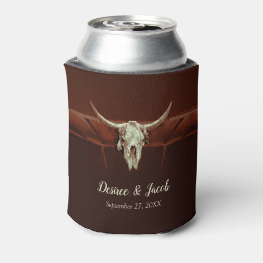 Rustikales Hochzeitspazierenland Western Bull Skul Dosenkühler (Kanne Rückseite)
