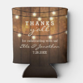 Rustikales Hochzeitspazierenlicht Danke Y'all Dosenkühler (Rückseite)