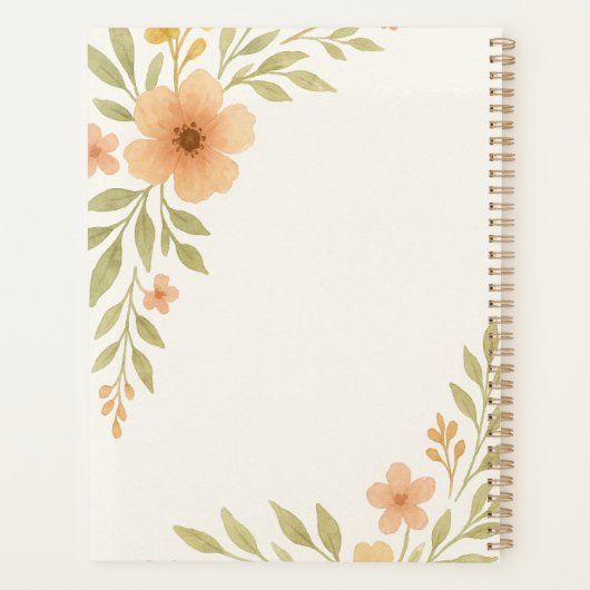 Rustikales Hochzeitsplaner-Notebook für Wildblumen Planer (Rückseite)