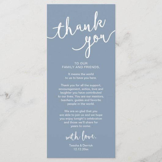 Rustikales Hochzeitsplatz Abendessen dank Karte (Vorderseite)