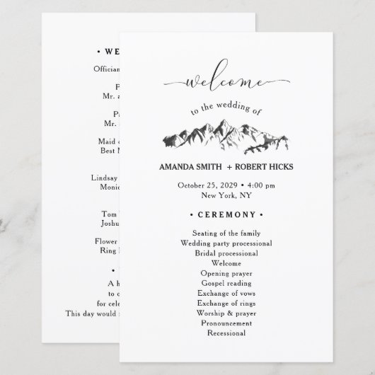 Rustikales Hochzeitsprogramm (Vorne/Hinten)