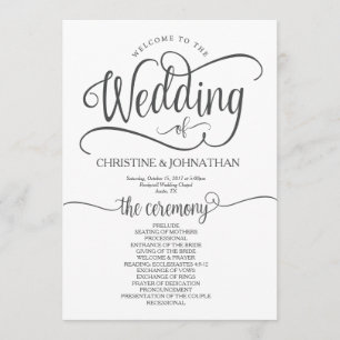 Rustikales Hochzeitsprogramm 12x18 kalligrafisches Programm