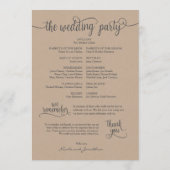 Rustikales Hochzeitsprogramm 12x18 kalligrafisches Programm (Rückseite)