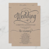 Rustikales Hochzeitsprogramm 12x18 kalligrafisches Programm (Vorne/Hinten)