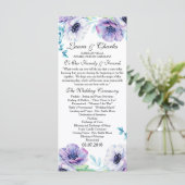 Rustikales Hochzeitsprogramm Anemone Wasserfarbe B Programm (Stehend Vorderseite)