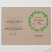 Rustikales Hochzeitsprogramm. Country grün botanis (Vorderseite)