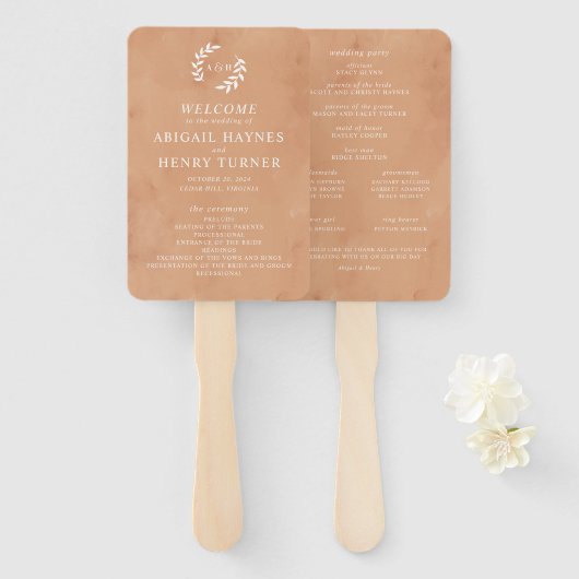 Rustikales Hochzeitsprogramm Fächer (Vorne und Hinten)