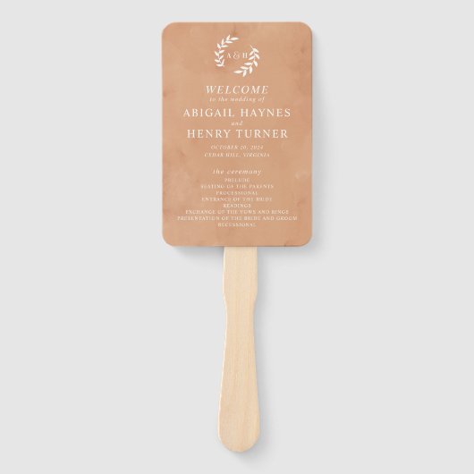 Rustikales Hochzeitsprogramm Fächer (Vorderseite)