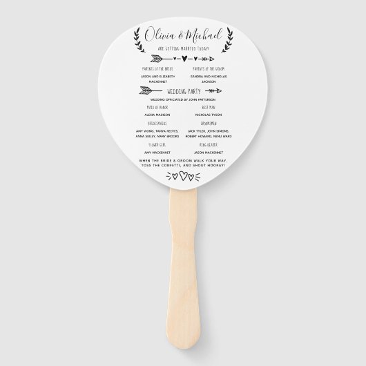 Rustikales Hochzeitsprogramm Fächer (Vorderseite)