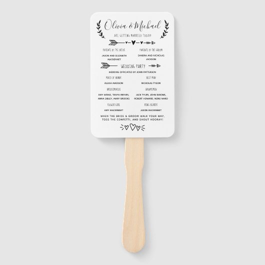 Rustikales Hochzeitsprogramm Fächer (Vorderseite)