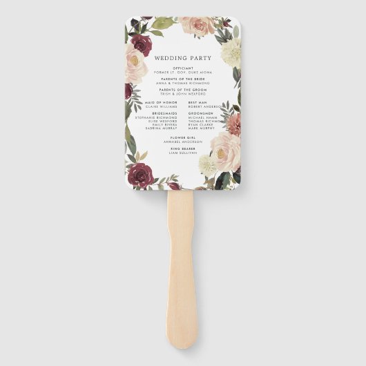 Rustikales Hochzeitsprogramm Fächer (Rückseite)