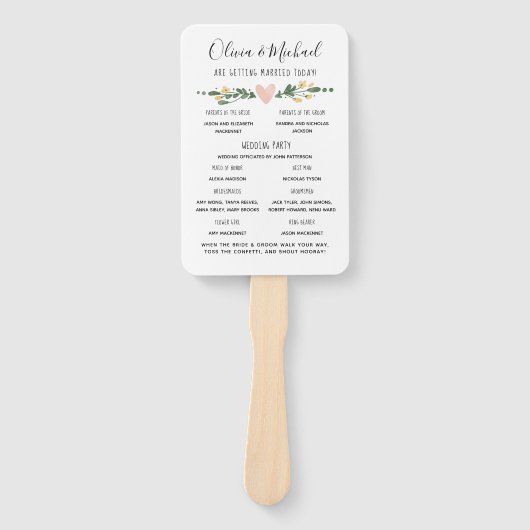 Rustikales Hochzeitsprogramm Fächer (Vorderseite)