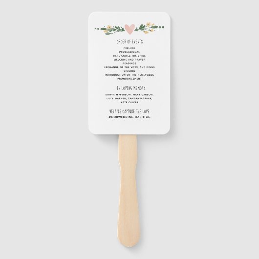 Rustikales Hochzeitsprogramm Fächer (Rückseite)