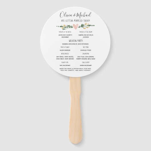 Rustikales Hochzeitsprogramm Fächer (Vorderseite)