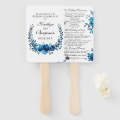 Rustikales Hochzeitsprogramm Fan Blue Watercolor B Fächer (Vorne und Hinten)