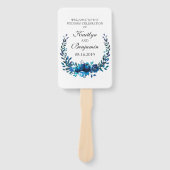 Rustikales Hochzeitsprogramm Fan Blue Watercolor B Fächer (Vorderseite)