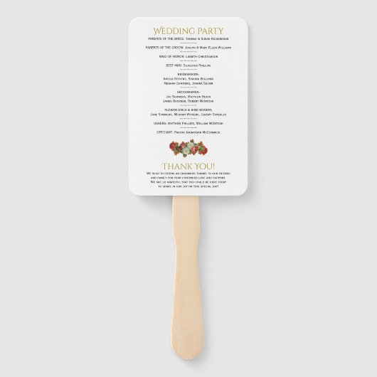 Rustikales Hochzeitsprogramm für Blumen im Herbst Fächer (Rückseite)