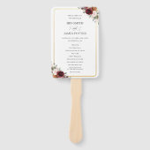 Rustikales Hochzeitsprogramm für Burgund Orange Pi Fächer (Vorderseite)