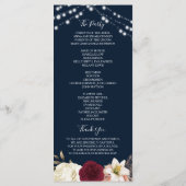 Rustikales Hochzeitsprogramm für Burgund Programm (Rückseite)