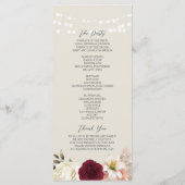 Rustikales Hochzeitsprogramm für Burgund Programm (Rückseite)