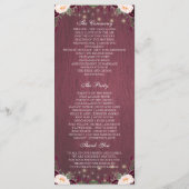 Rustikales Hochzeitsprogramm für Burgundy-Holzschn Programm (Rückseite)