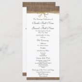 Rustikales Hochzeitsprogramm für Burlap und Twine Programm (Vorne/Hinten)