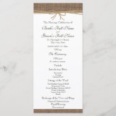 Rustikales Hochzeitsprogramm für Burlap und Twine Programm (Vorderseite)