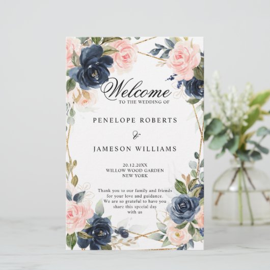 Rustikales Hochzeitsprogramm für die geometrische  (Stehend Vorderseite)