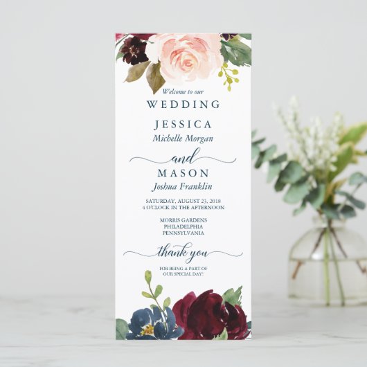 Rustikales Hochzeitsprogramm für die Marine Programm (Stehend Vorderseite)