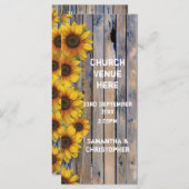 Rustikales Hochzeitsprogramm für gelbe Sonnenblume Programm (Vorne/Hinten)