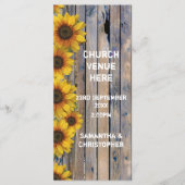 Rustikales Hochzeitsprogramm für gelbe Sonnenblume Programm (Vorderseite)