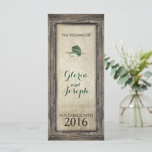 Rustikales Hochzeitsprogramm für Gerahmte Fischere Programm (Stehend Vorderseite)