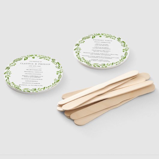 Rustikales Hochzeitsprogramm für grüne Olive Wreat Fächer (Non-assembled)