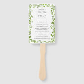 Rustikales Hochzeitsprogramm für grünes Olivenblat Fächer (Vorderseite)