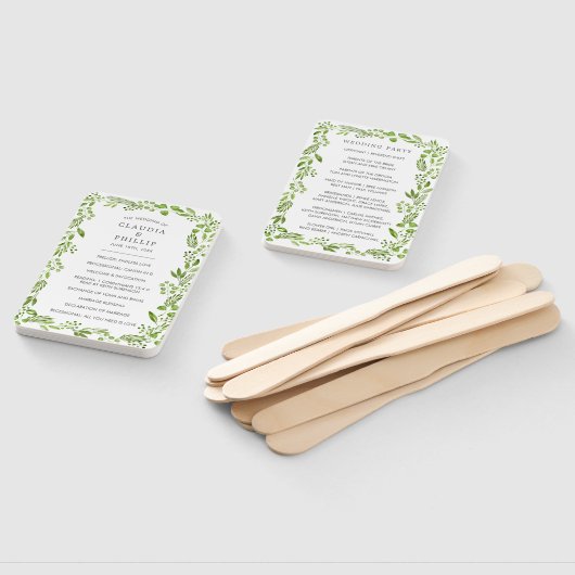 Rustikales Hochzeitsprogramm für grünes Olivenblat Fächer (Non-assembled)