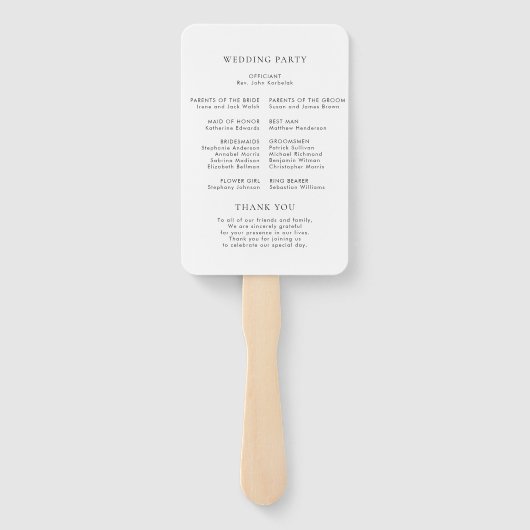 Rustikales Hochzeitsprogramm für Grünes Olivenöl Fächer (Rückseite)