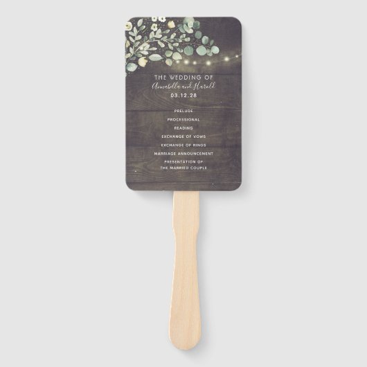 Rustikales Hochzeitsprogramm für Grünpflanzen | Me Fächer (Vorderseite)