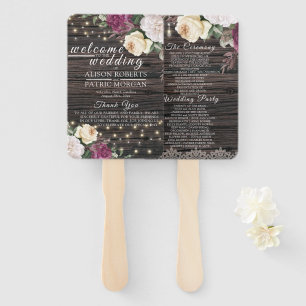 Rustikales Hochzeitsprogramm für Hochzeitsleute au Fächer