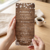 Rustikales Hochzeitsprogramm für Holz Twinkle Ligh Programm