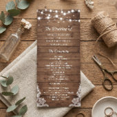 Rustikales Hochzeitsprogramm für Holz Twinkle Ligh Programm